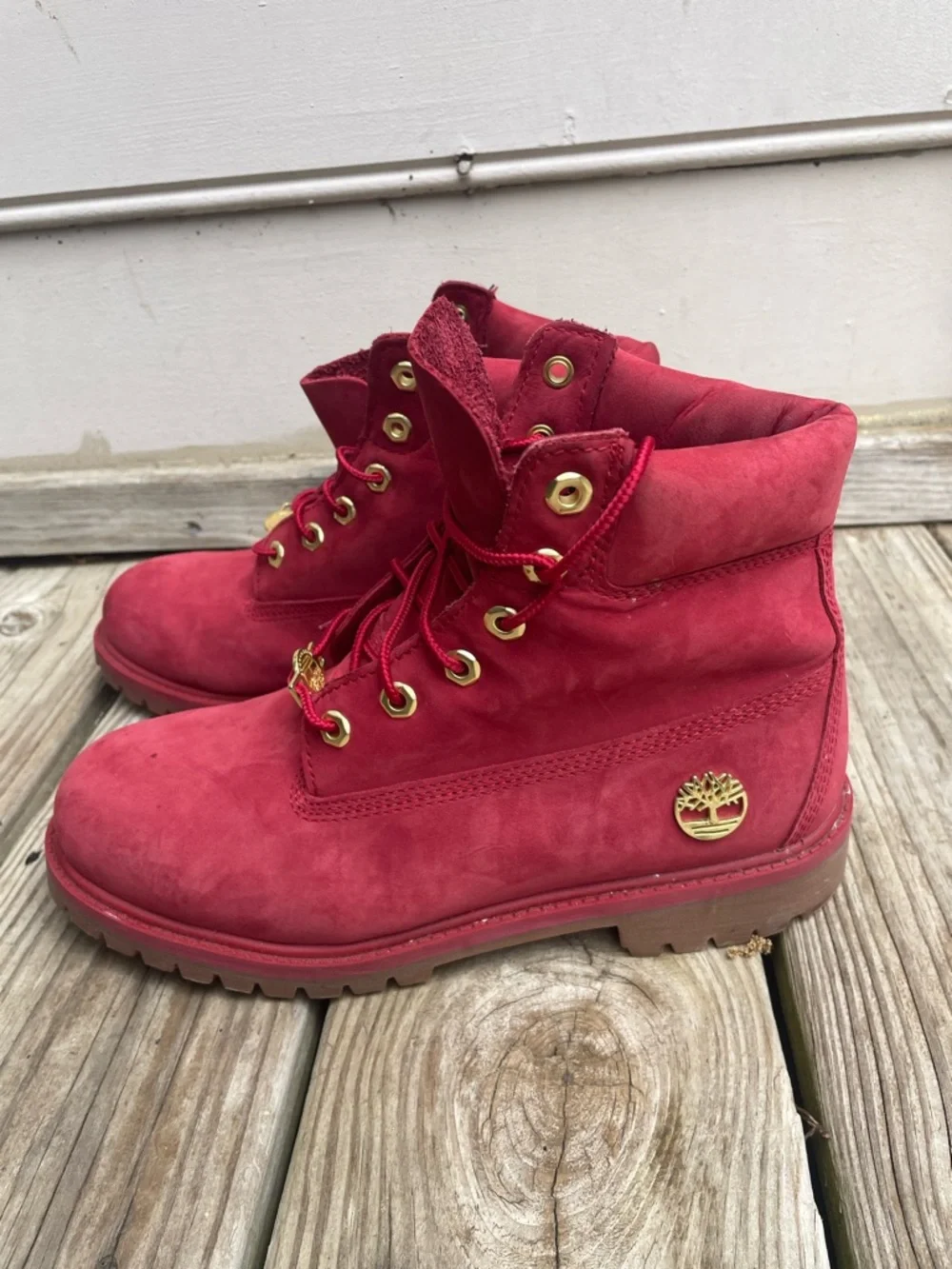 Timberland Premium 6” Red Nubuck Waterproof Boots Men’s Size 7